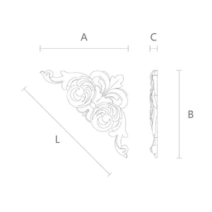 N-009 decorative Symmetrical Wood Corner Applique